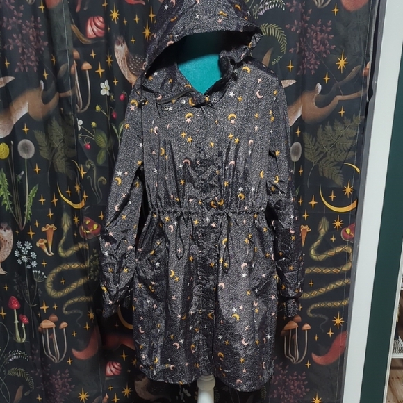 Torrid Black Star and Moon Rain Coat - Picture 2 of 7